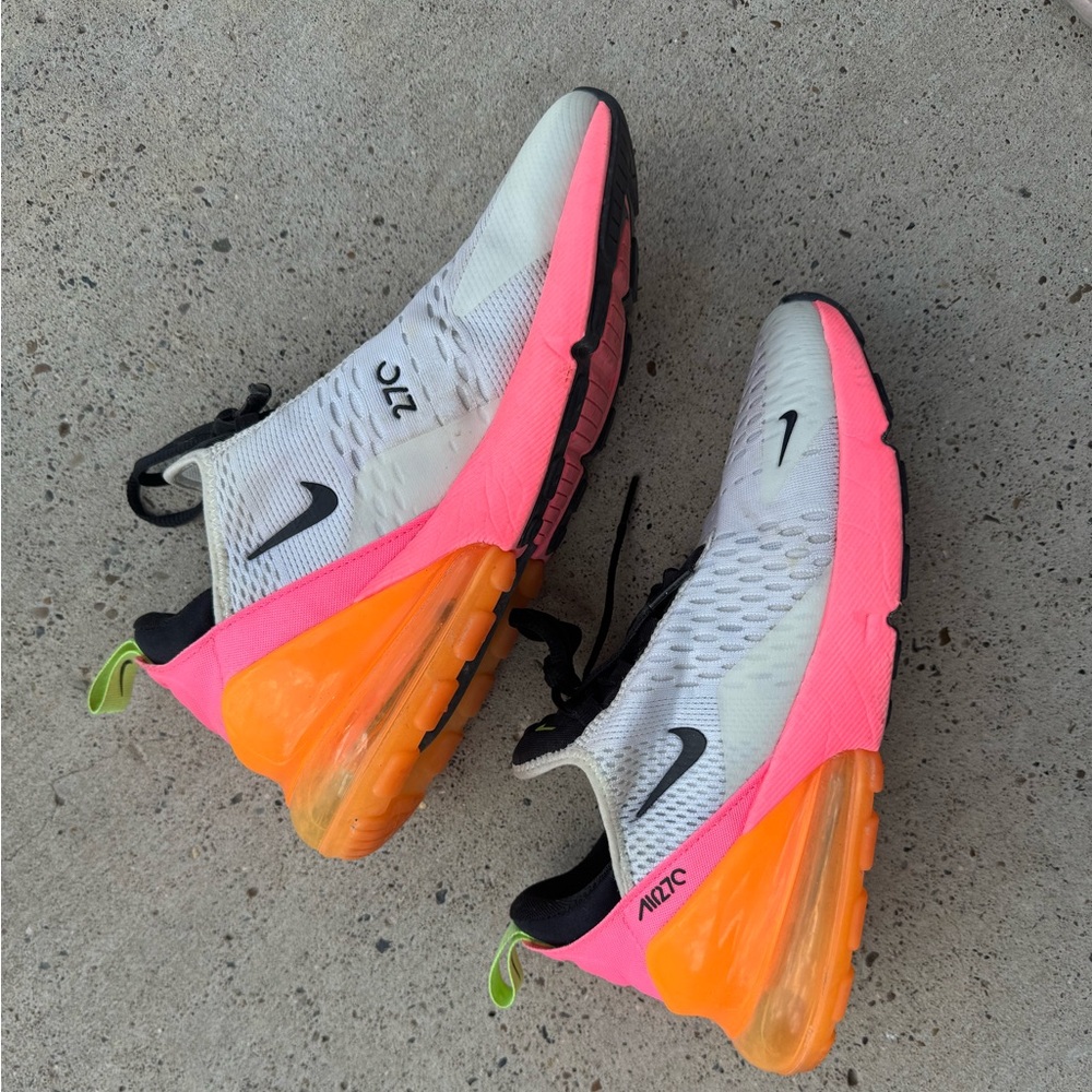 Nike Women's Air Max 270 White with Pink and Orange Accents